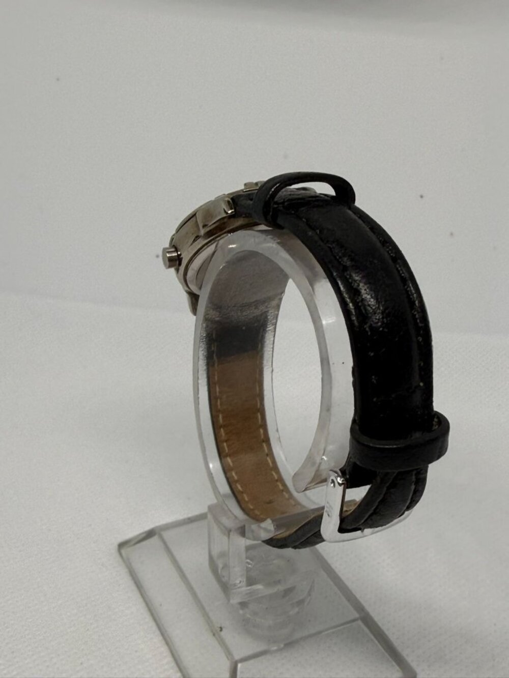 GUESS Vintage 1990s Indiglo Women's Silver-Tone Watch White Dial Black Leather - Picture 5 of 11